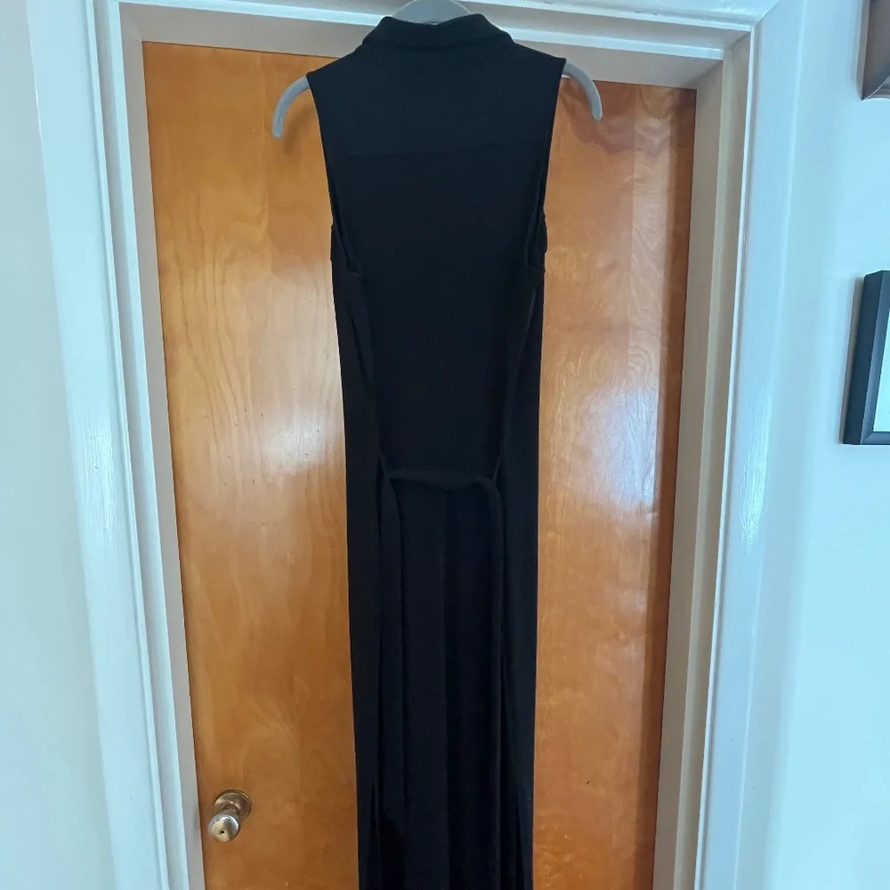 Boston Proper Black Beyond Travel Belted Side Slits Maxi Dress Sz S 6-8 - Picture 14 of 14